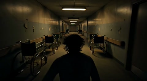 Terrified Protagonist Sprinting Abandoned Hospital