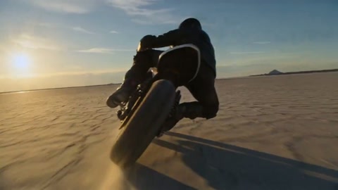 Motorcycle Sunset Salt Flats