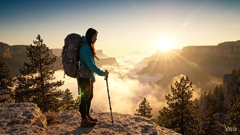 Lone Hiker Sunrise Canyon