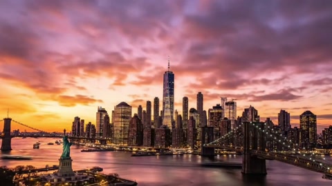 NYC Skyline Sunset to Dawn