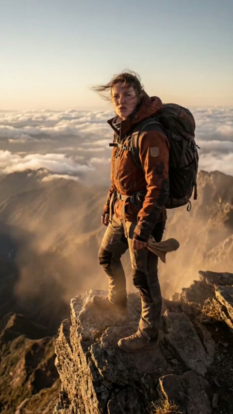 Female Explorer on Cliff Edge