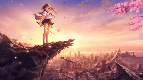Anime Swordswoman with Energy Wings