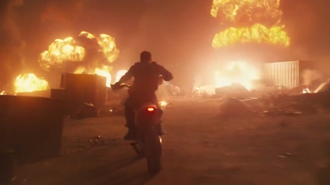 Tracking Shot Rebel Dirtbike Junkyard Battlefield