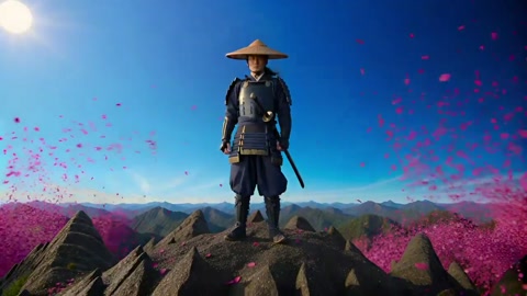 Epic Aerial Shot Lone Samurai