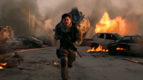 Terrified Soldier Flees Reptilian Beast on Collapsed Highway