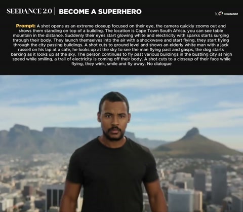 Superhero Flying Around Cape Town - Seedance 2.0