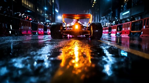 Formula Car Rain-Soaked Circuit