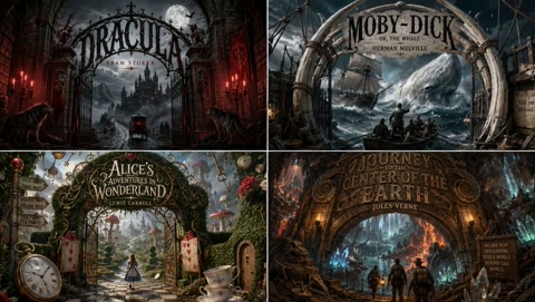 Classic Books 2x2 Grid