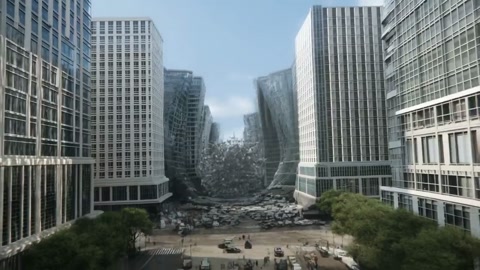 Buildings Folding Inward in Spirals
