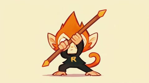 Chibi Monkey Warrior 2D Animation