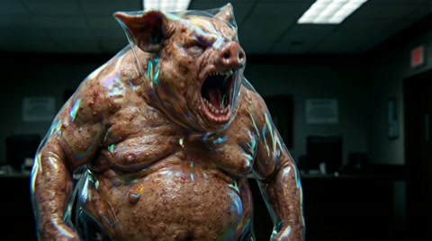 Man Pig Hybrid Scream Spit Scene