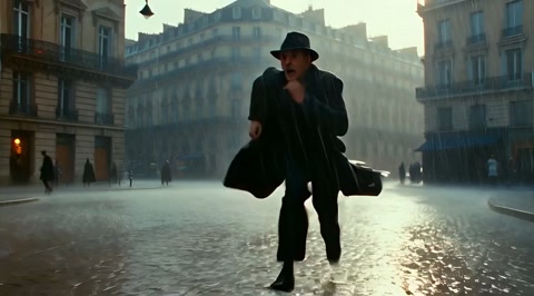 Dynamic Camera Rainy Street Panic
