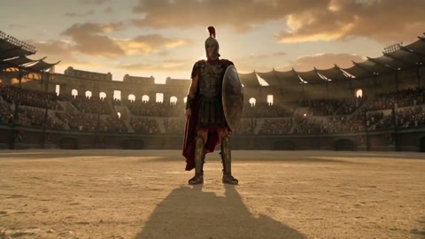 Epic Roman Gladiator in Ancient Colosseum