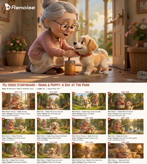 Cozy Pixar Nana and Puppy Adventure