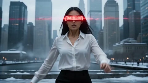 Bullet-Time Businesswoman Freeze