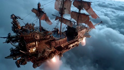 Chinese Fantasy Steampunk Airship Chase