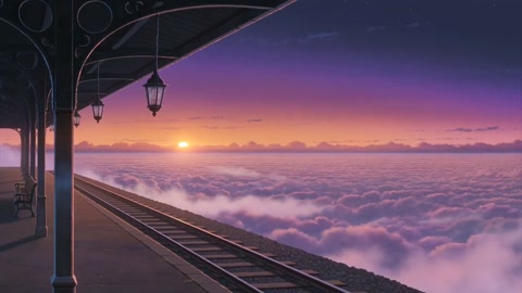 Anime Memory Train Through Clouds
