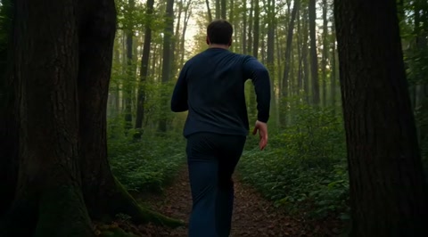 Runner Fleeing Through Dense Forest