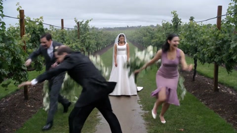 Wedding in Vineyard with Rain