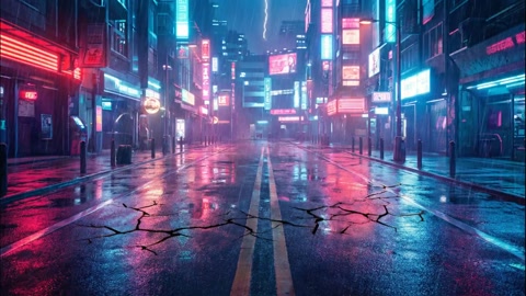 2017655597228060672 Cinematic Cyberpunk Night City Heavy Rain